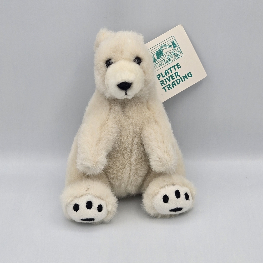Vintage Platte River Trading 1989 Polar Bear Plush Stuffed Animal 6" W/ Tag